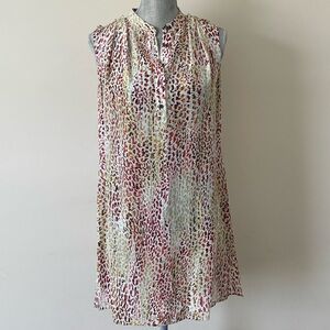 Fairycore Sleeveless Silk Mini Shirt Dress Animal Print Red Size 6